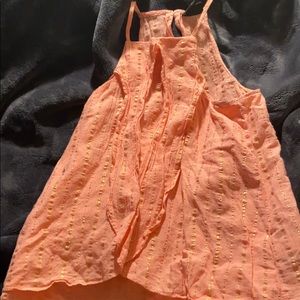 a.n.a shirt peach colored with hints of gold lines